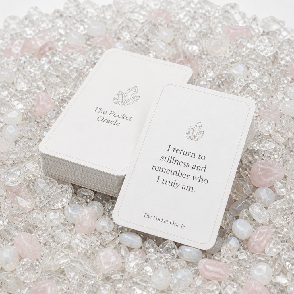 The Pocket Oracle card deck on mixed crystals