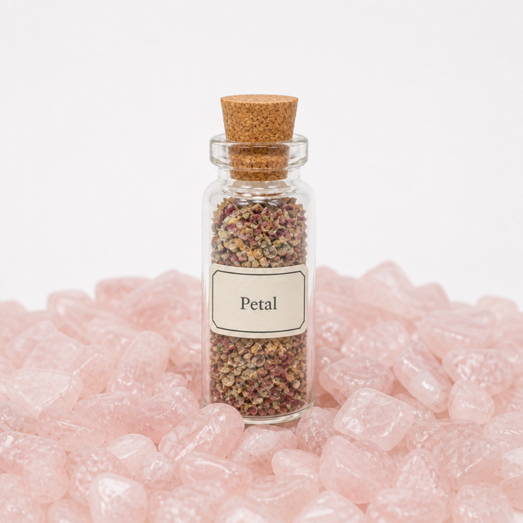 Charm vial Petal on rose quartz