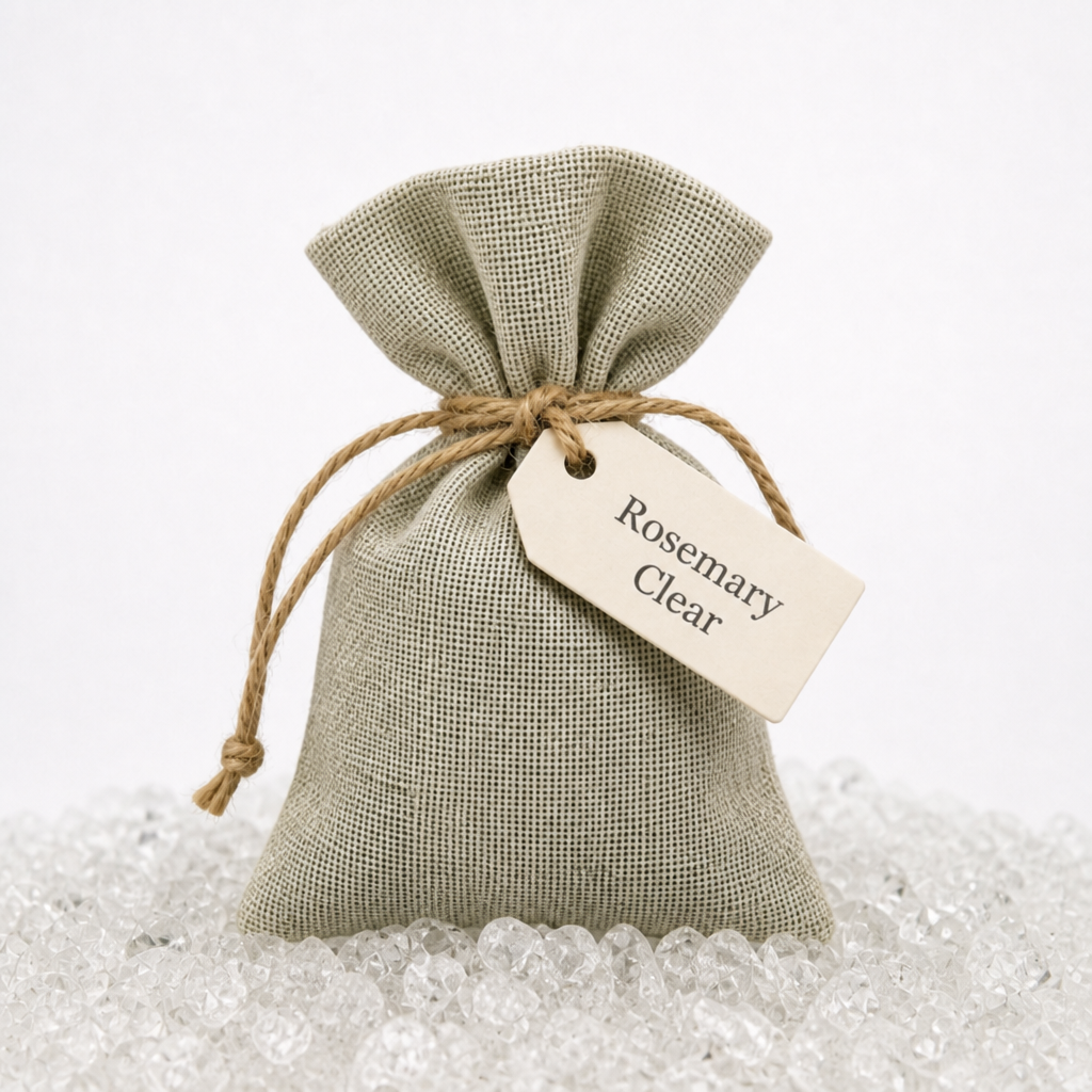 Rosemary Clear sachet on clear quartz