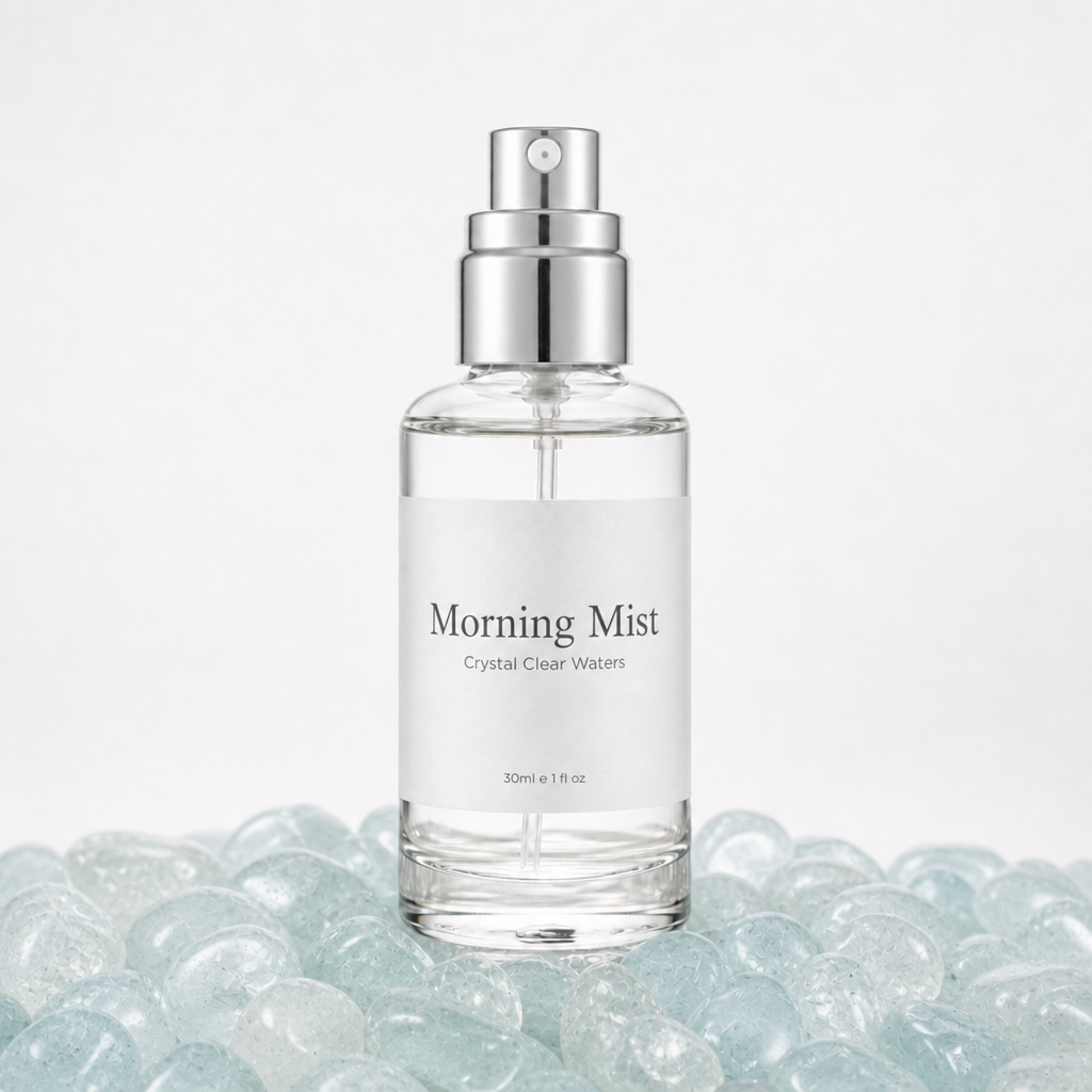 Morning Mist atomiser on aquamarine