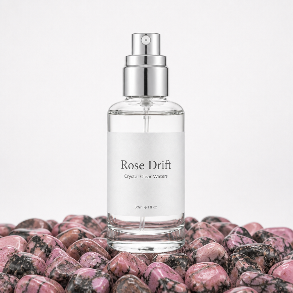 Rose Drift atomiser on rhodonite